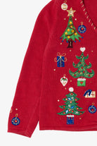 Vintage Red Tiara International Trees Ugly Christmas Cardigan (2000s)