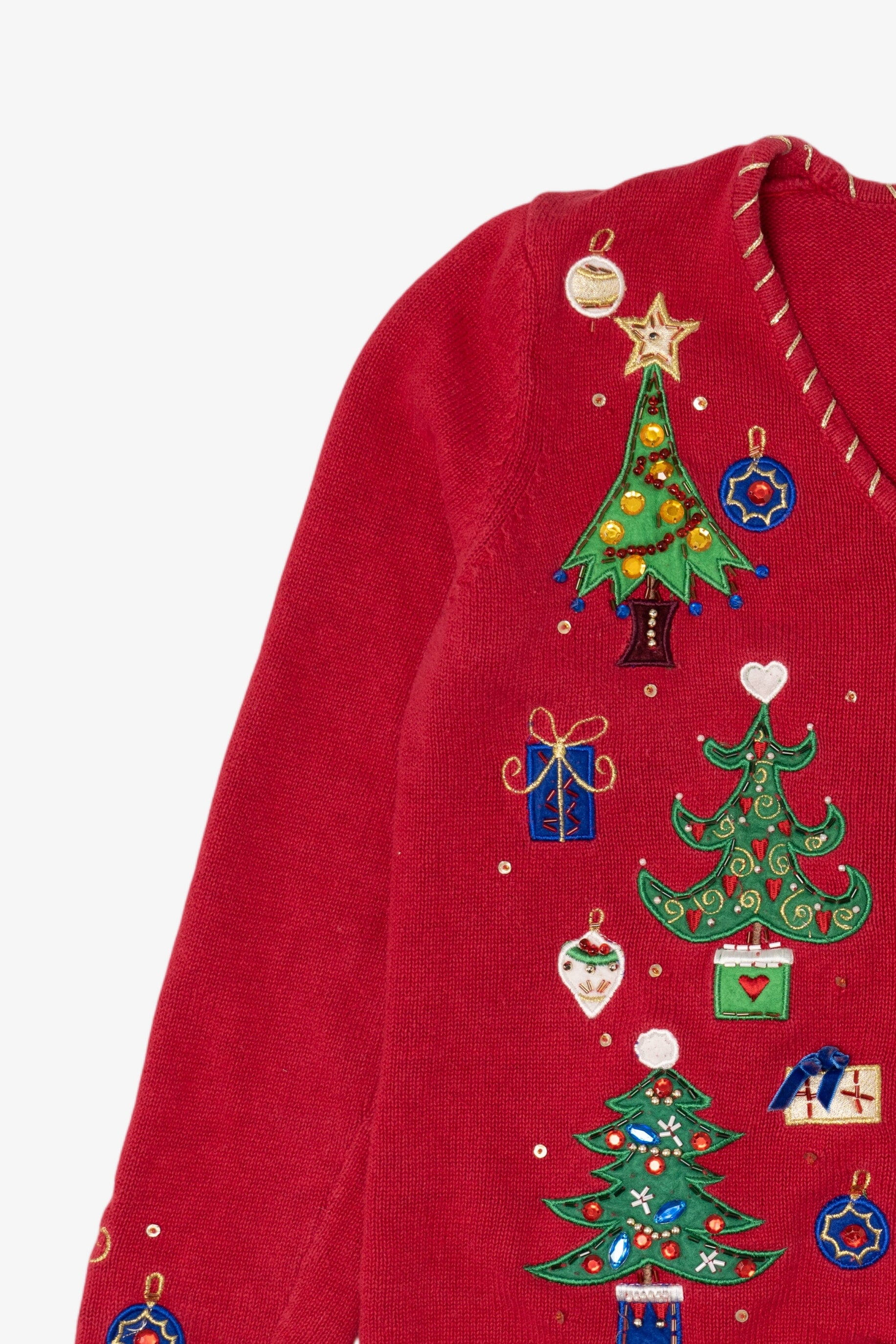 Vintage Red Tiara International Trees Ugly Christmas Cardigan (2000s)