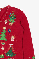 Vintage Red Tiara International Trees Ugly Christmas Cardigan (2000s)