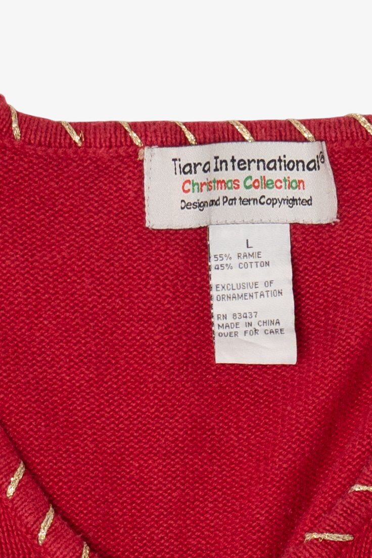 Vintage Red Tiara International Trees Ugly Christmas Cardigan (2000s)