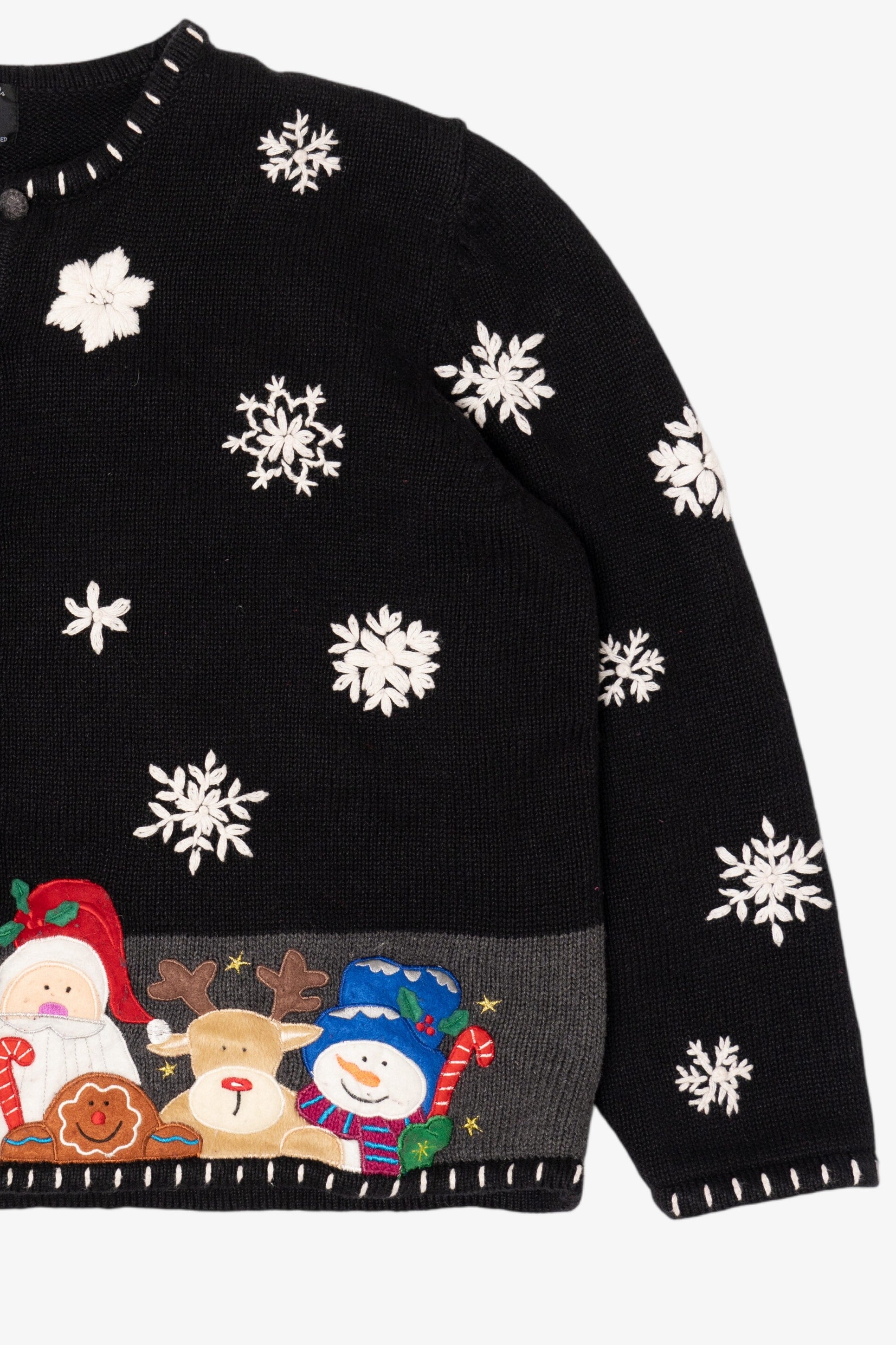 Vintage Black Studio Joy Santa Ugly Christmas Cardigan (1990s)