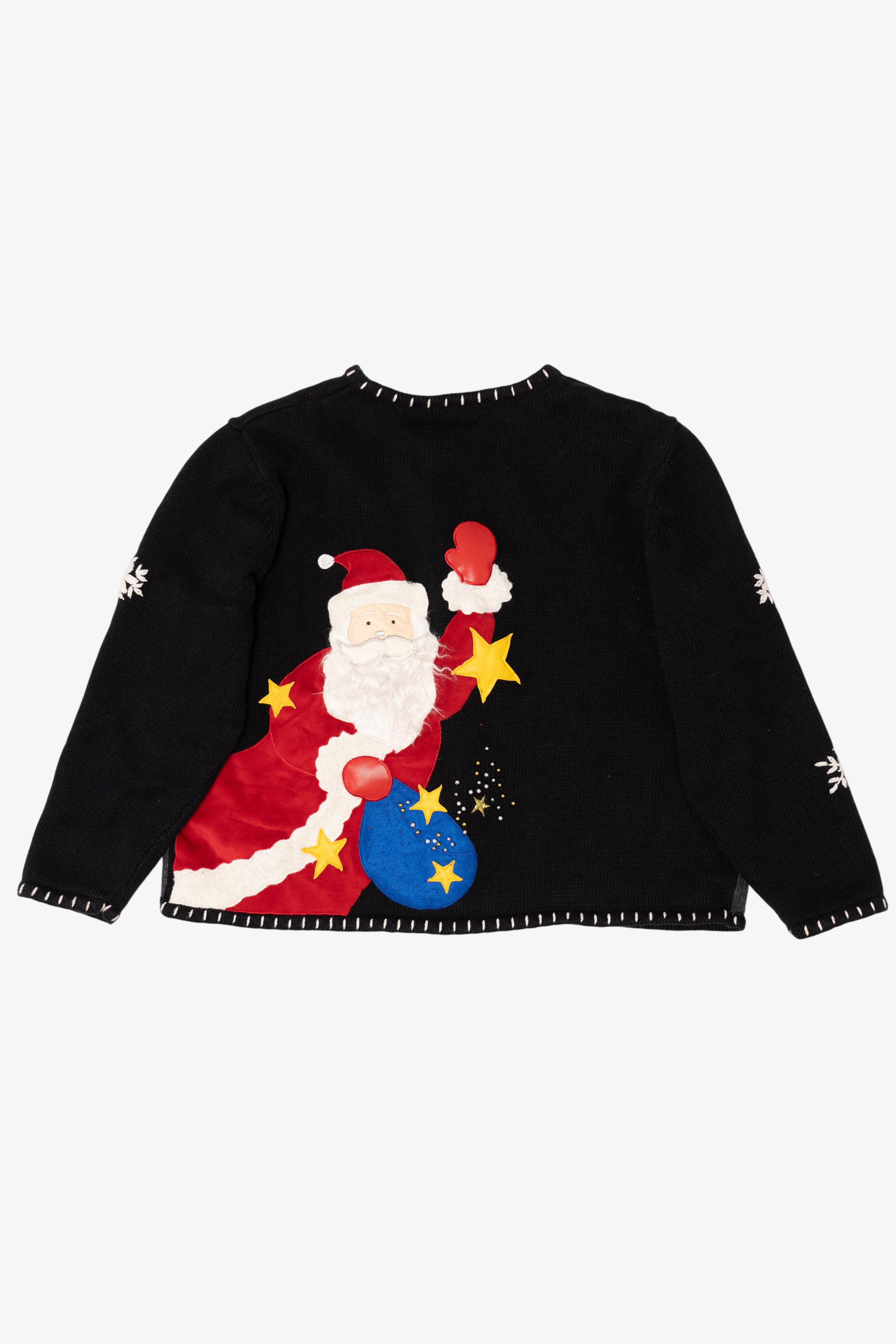 Vintage Black Studio Joy Santa Ugly Christmas Cardigan (1990s)