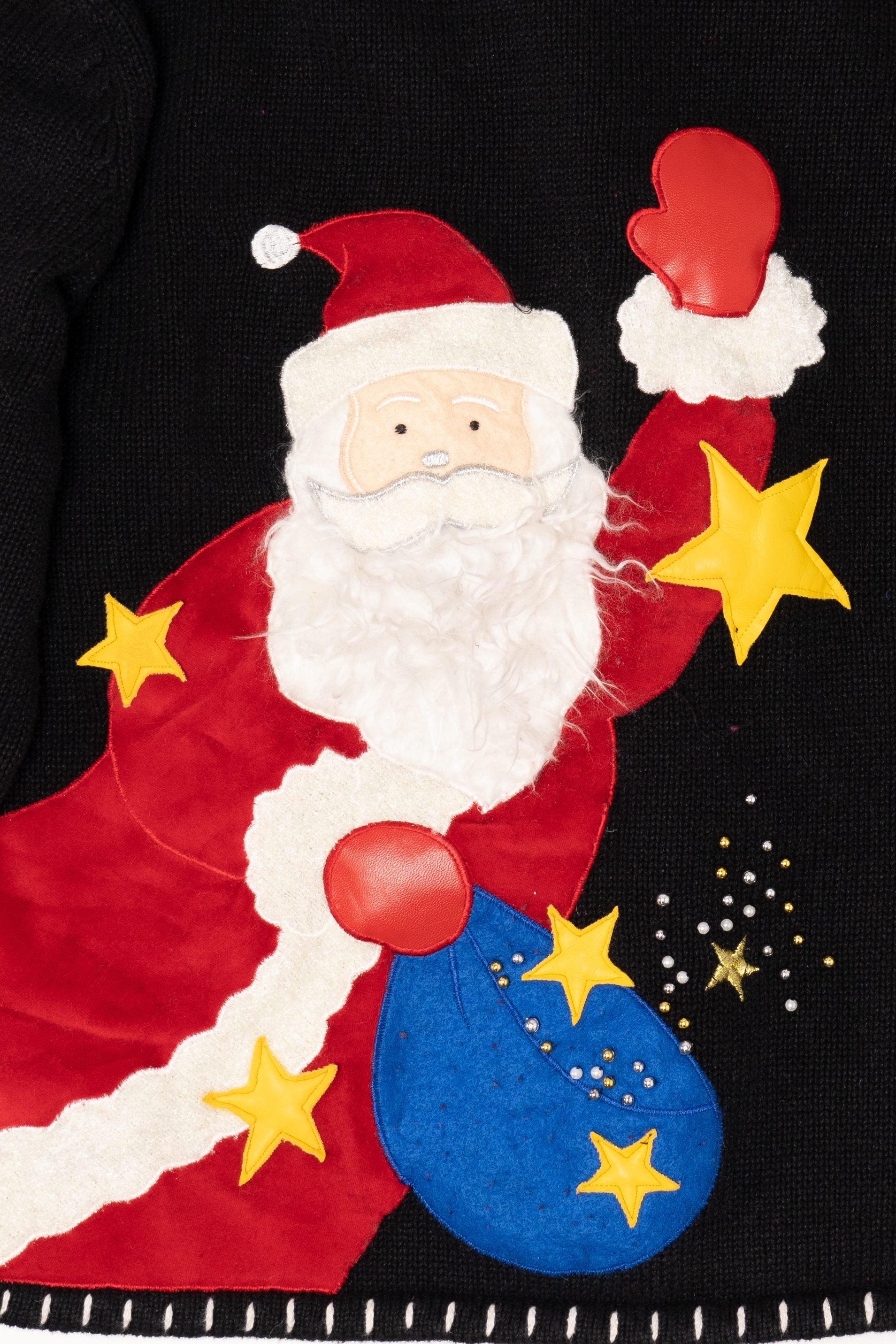 Vintage Black Studio Joy Santa Ugly Christmas Cardigan (1990s)