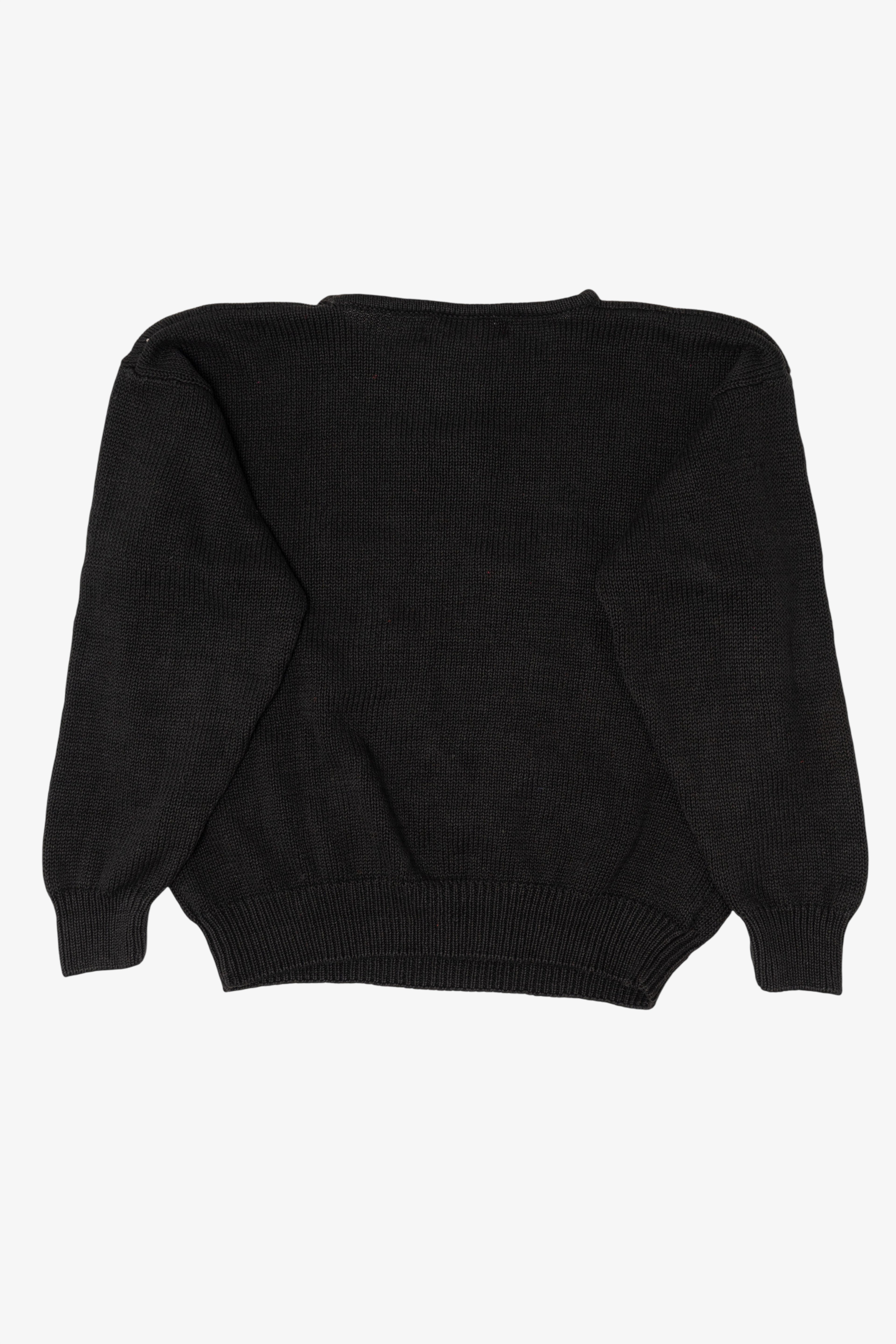 Vintage Black Work in Progress Santa Ugly Christmas Pullover (1990s)