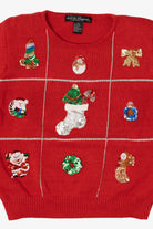 Vintage Red Work in Progress Ugly Christmas Pullover (1990s)