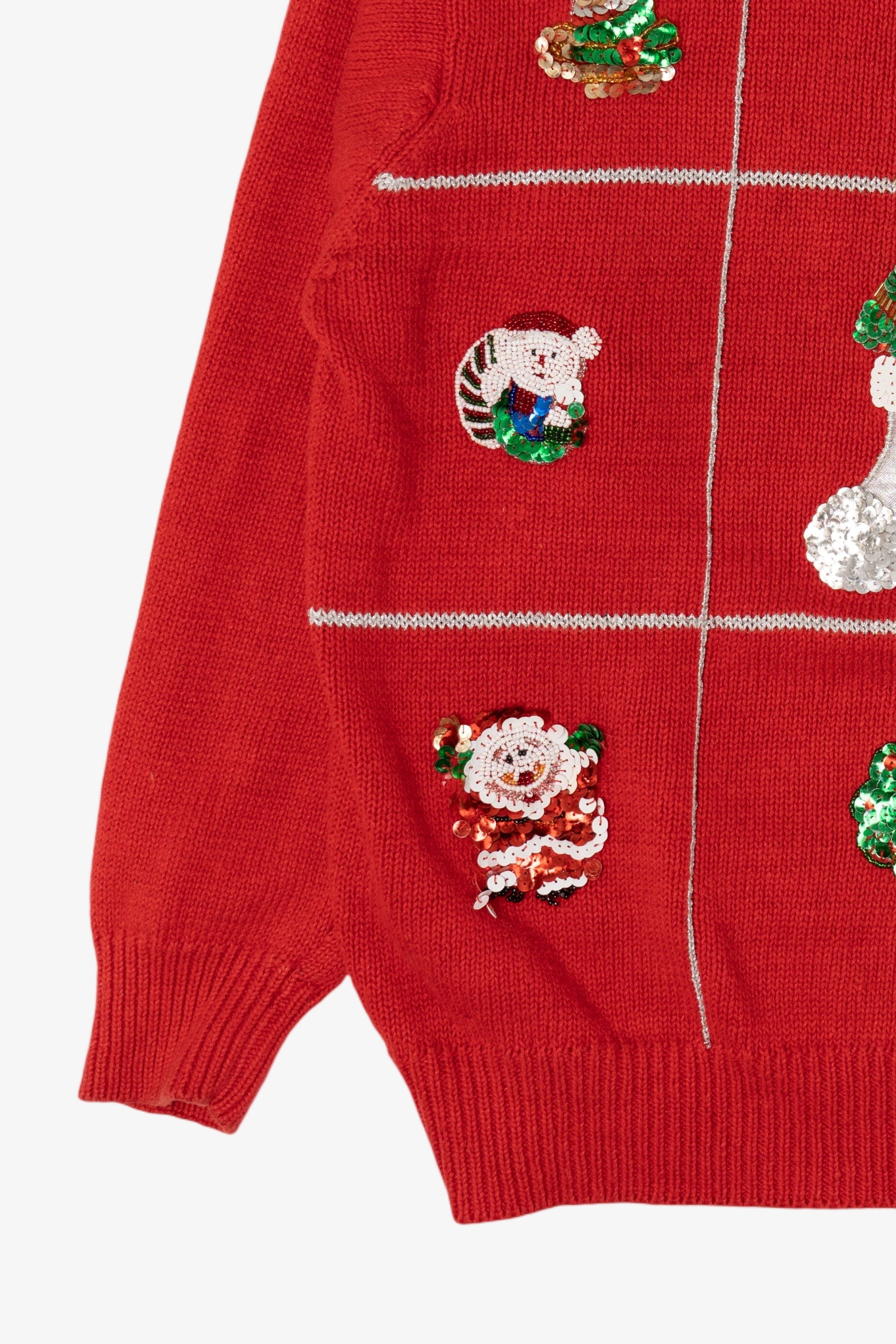 Vintage Red Work in Progress Ugly Christmas Pullover (1990s)