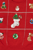 Vintage Red Work in Progress Ugly Christmas Pullover (1990s)