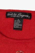 Vintage Red Work in Progress Ugly Christmas Pullover (1990s)