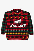 Vintage Black Holiday Time Teddy Bears Ugly Christmas Sweater (1990s)