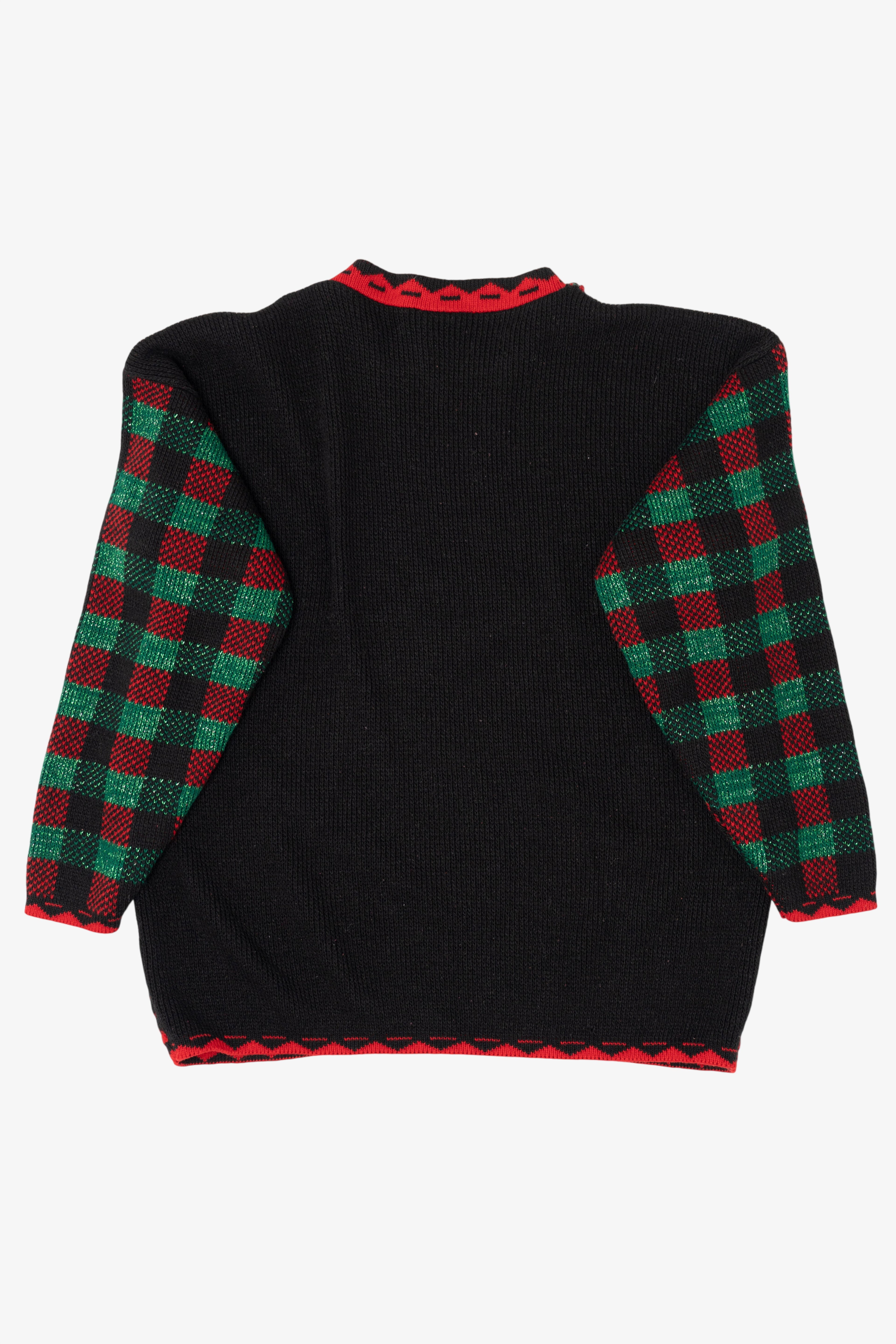 Vintage Black Holiday Time Teddy Bears Ugly Christmas Sweater (1990s)