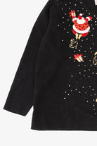 Vintage Black Quacker Factory Santa Ugly Christmas Pullover (1990s)