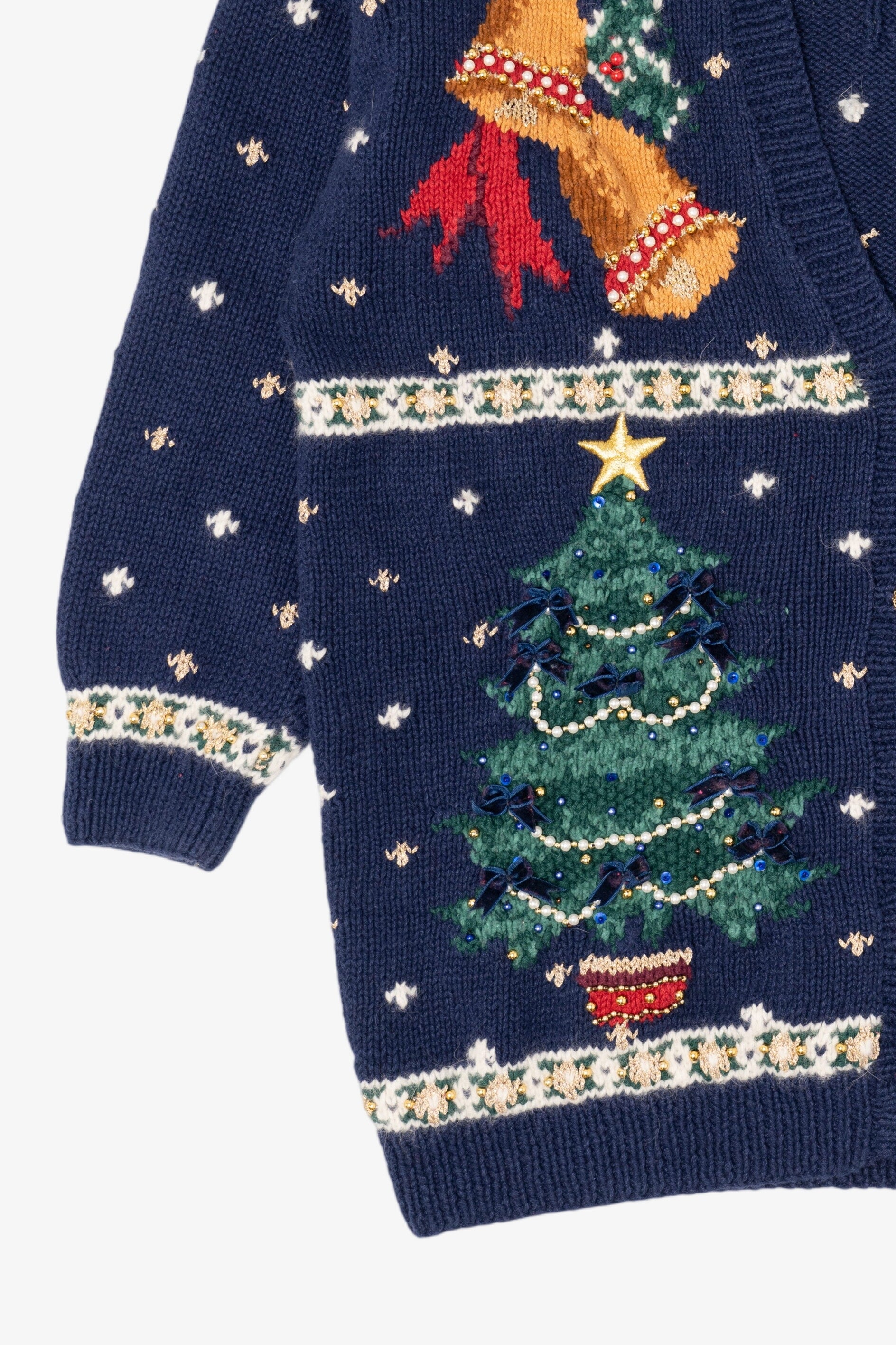 Vintage Blue Marisa Christina Ugly Christmas Cardigan (1990s)