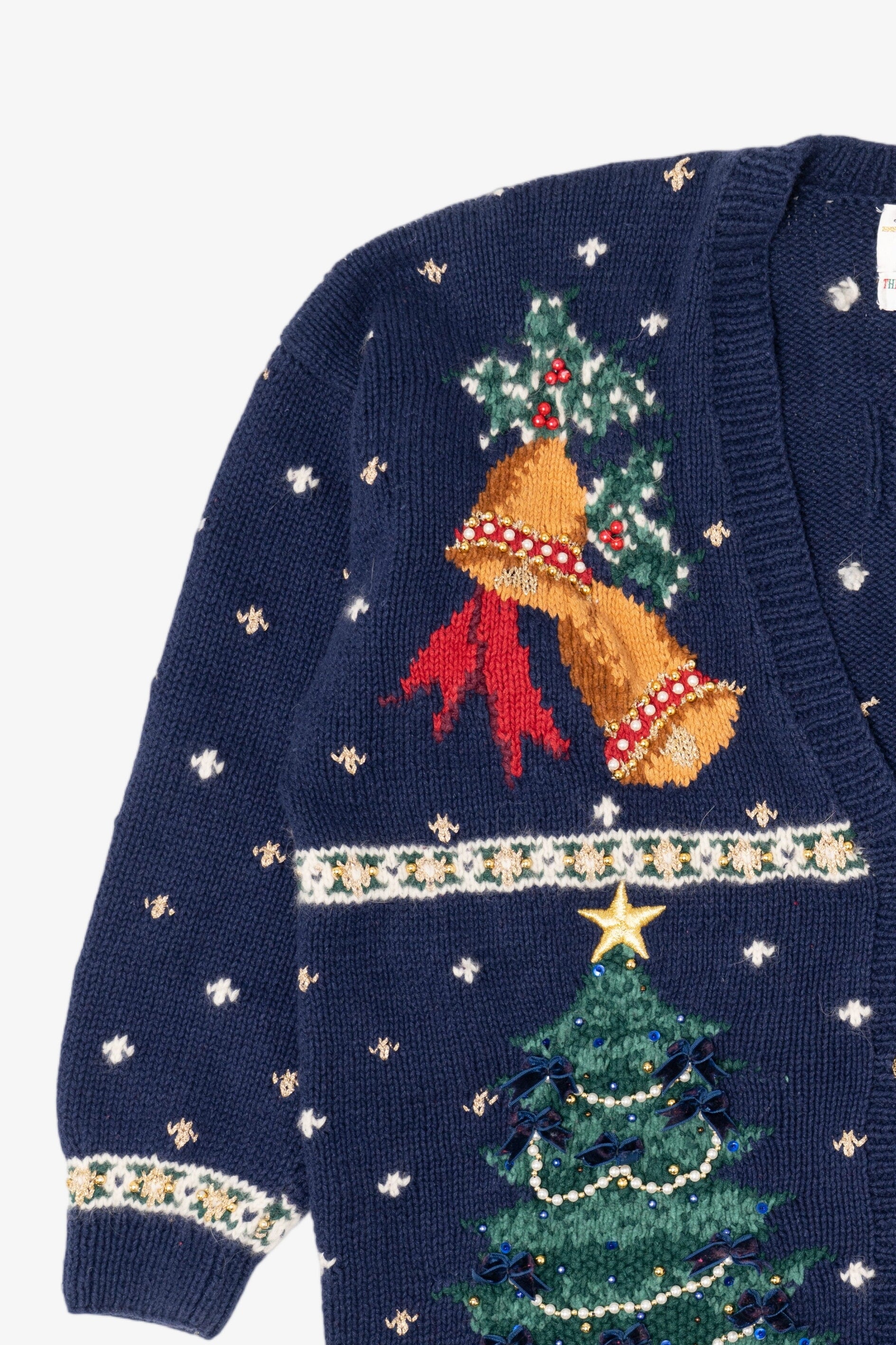 Vintage Blue Marisa Christina Ugly Christmas Cardigan (1990s)
