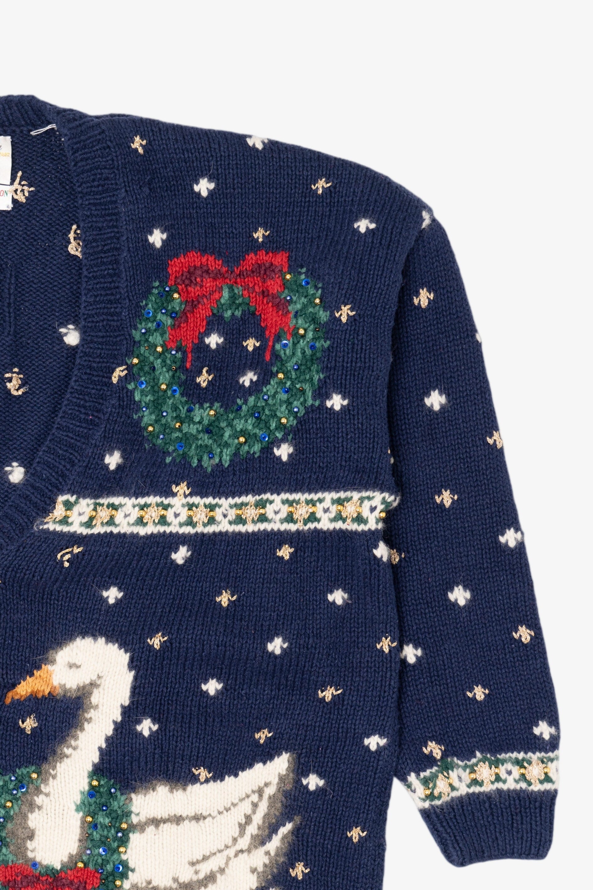 Vintage Blue Marisa Christina Ugly Christmas Cardigan (1990s)