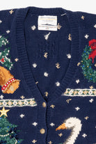 Vintage Blue Marisa Christina Ugly Christmas Cardigan (1990s)