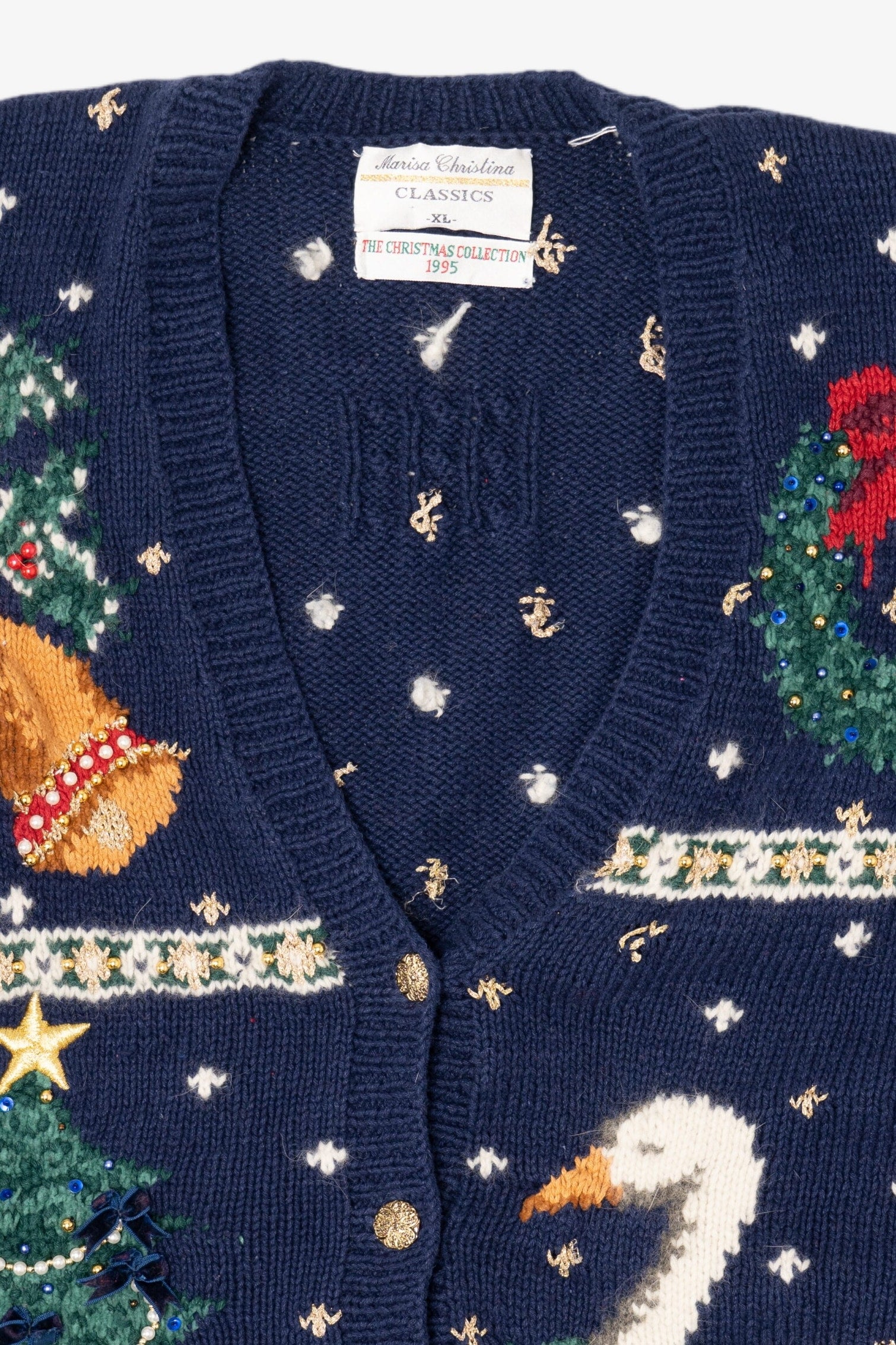 Vintage Blue Marisa Christina Ugly Christmas Cardigan (1990s)