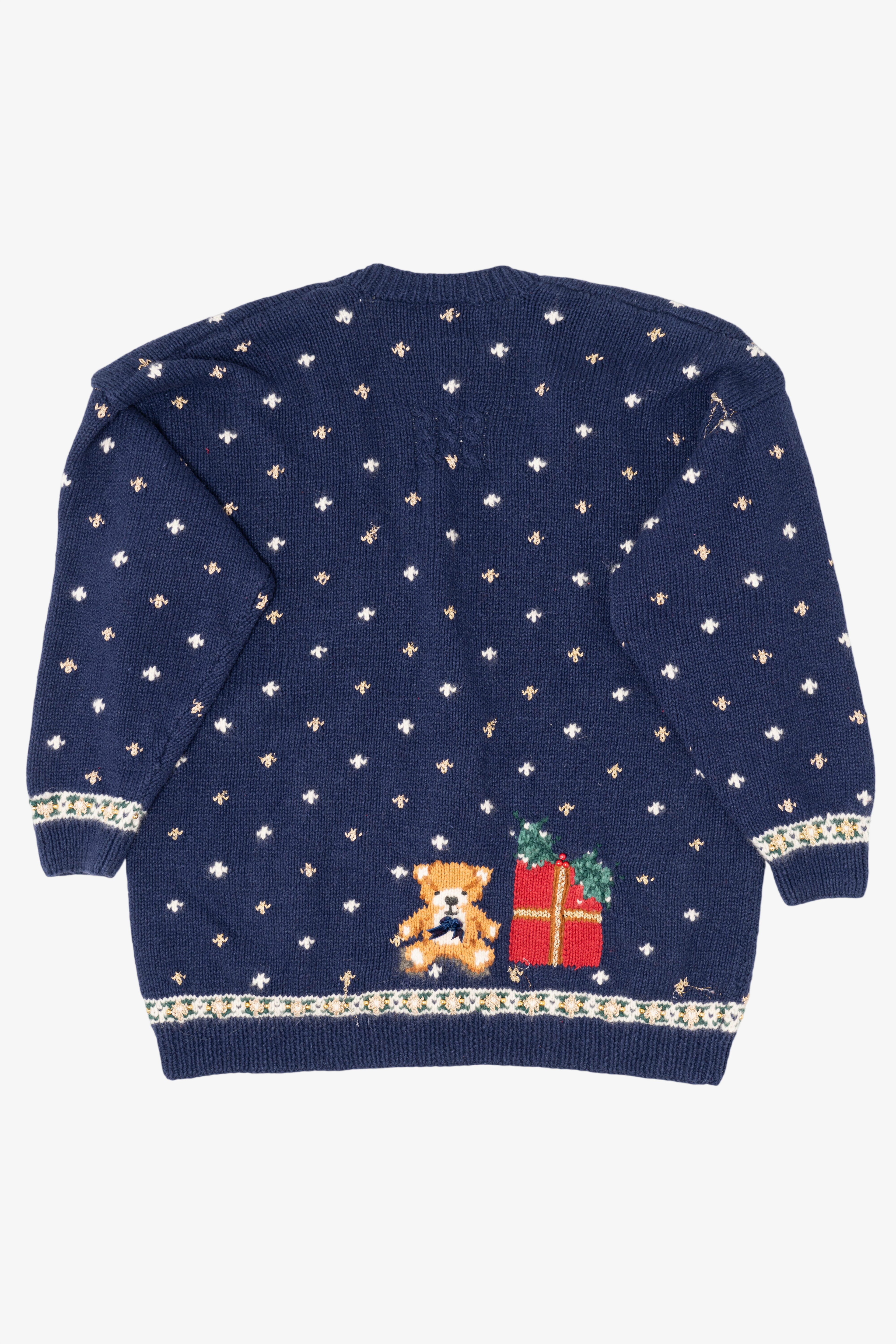 Vintage Blue Marisa Christina Ugly Christmas Cardigan (1990s)