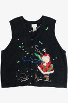 Vintage Susan Bristol Embroidered Santa Ugly Christmas Vest (2000s)
