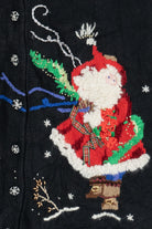 Vintage Susan Bristol Embroidered Santa Ugly Christmas Vest (2000s)