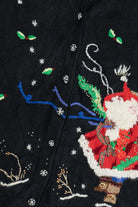 Vintage Susan Bristol Embroidered Santa Ugly Christmas Vest (2000s)