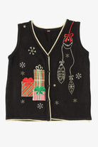 Vintage Black Ornaments Ugly Christmas Vest (1990s)