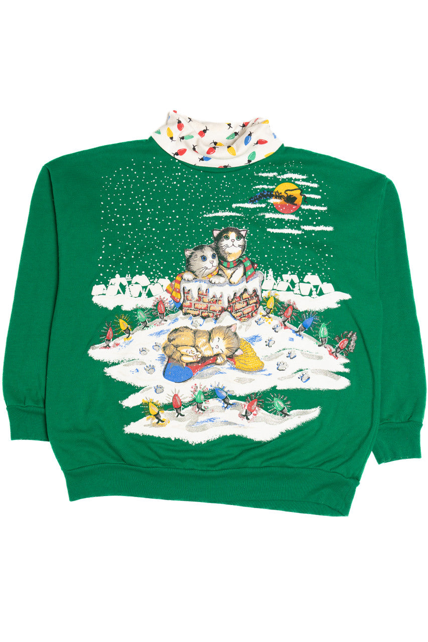 Kittens Green Ugly Christmas Sweatshirt 65000