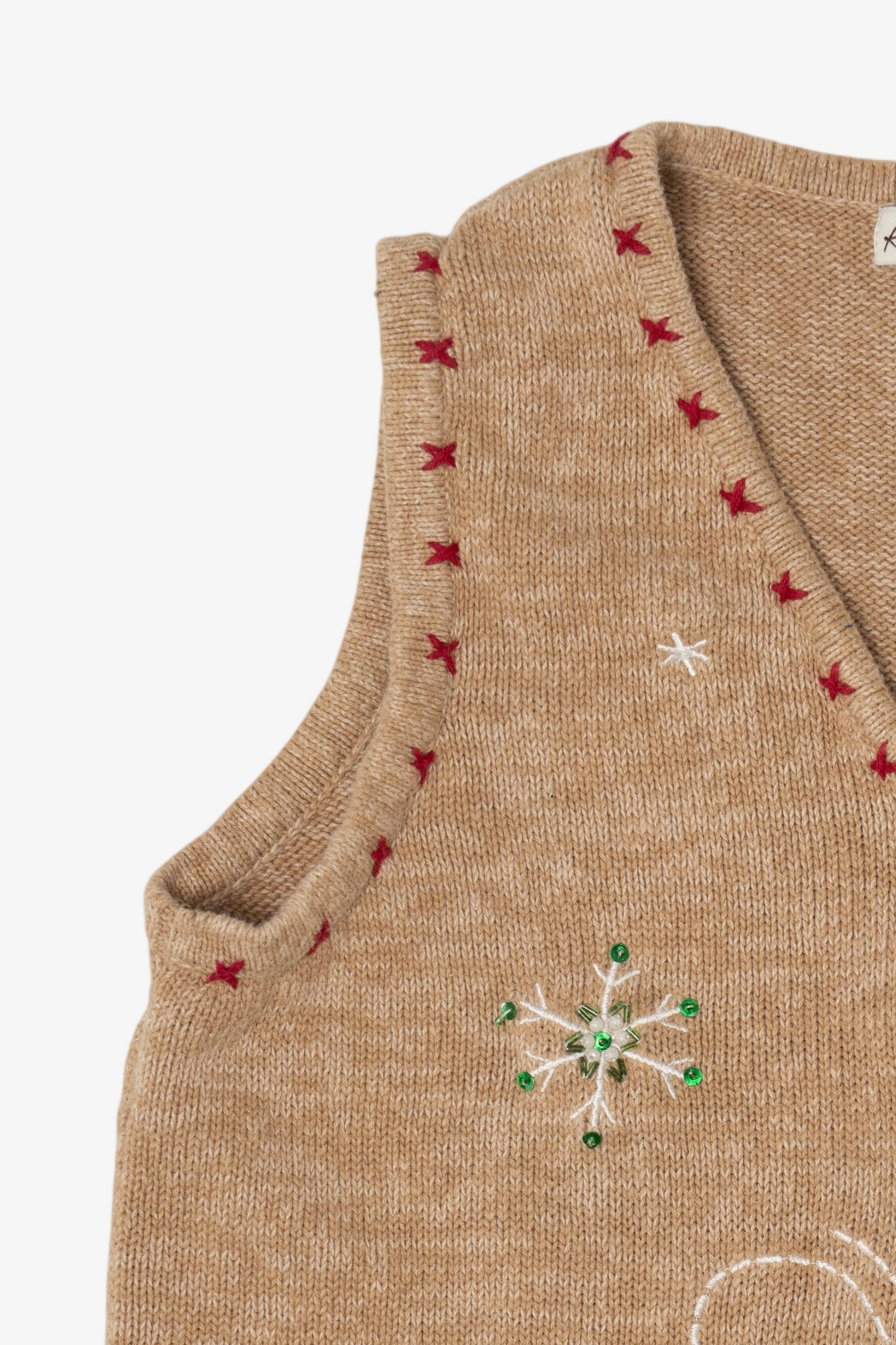 Vintage Beige Kim Rogers Snowmen Ugly Christmas Vest (1990s)