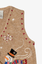 Vintage Beige Kim Rogers Snowmen Ugly Christmas Vest (1990s)