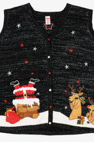 Vintage Black Holiday Time Santa Ugly Christmas Vest (2000s)
