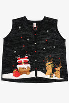 Vintage Black Holiday Time Santa Ugly Christmas Vest (2000s)