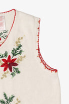 Vintage White Poinsettias Ugly Christmas Vest (1990s)