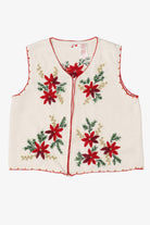 Vintage White Poinsettias Ugly Christmas Vest (1990s)