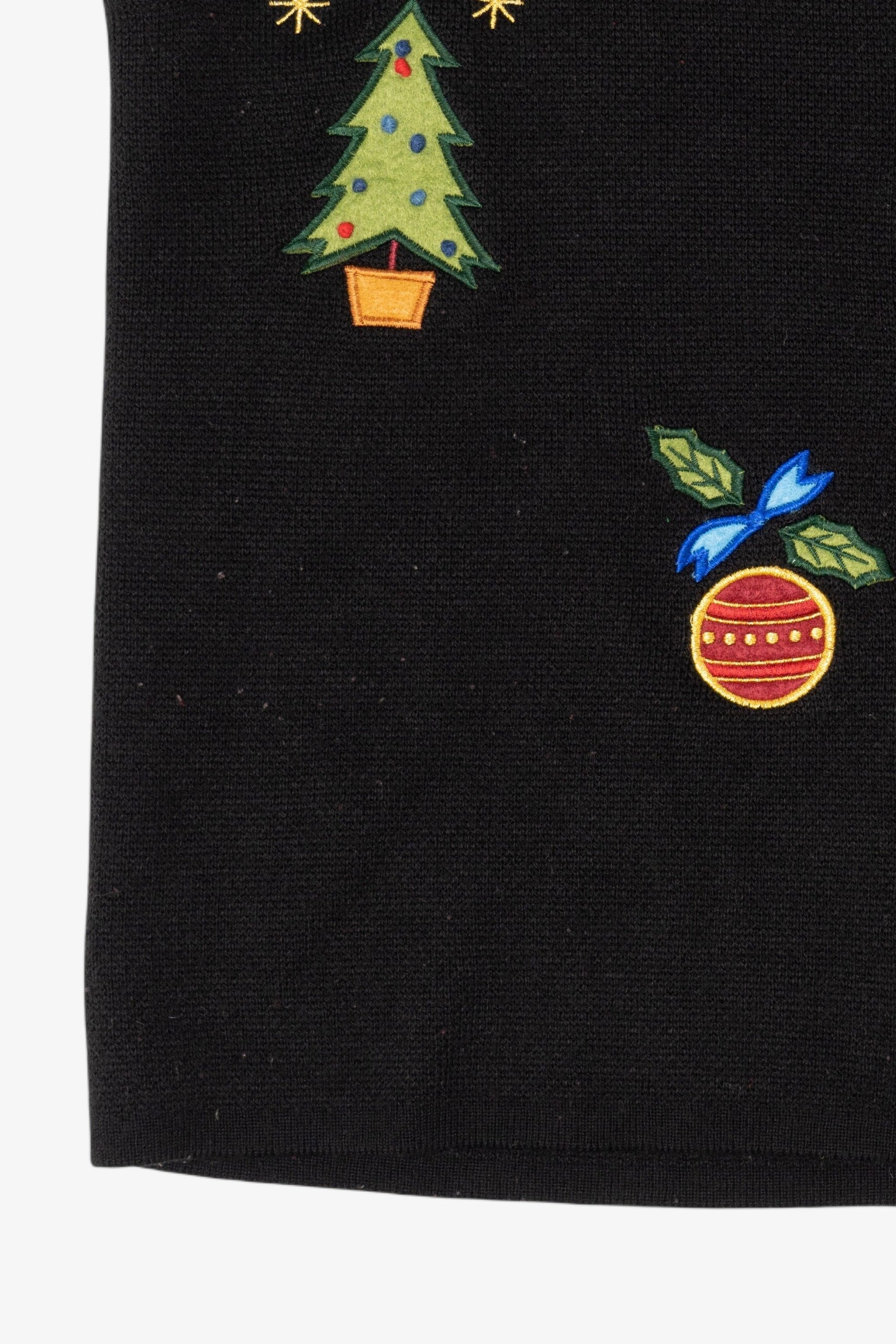 Vintage Black Crystal Kobe Ornaments Ugly Christmas Vest (1990s)