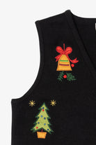 Vintage Black Crystal Kobe Ornaments Ugly Christmas Vest (1990s)