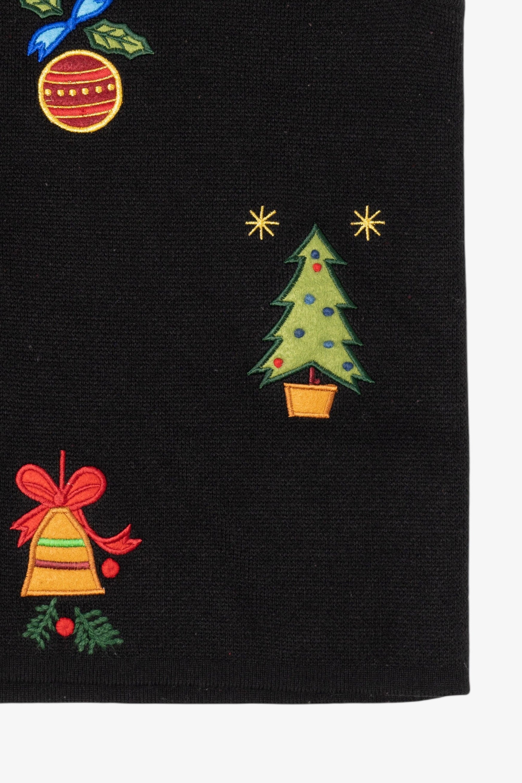 Vintage Black Crystal Kobe Ornaments Ugly Christmas Vest (1990s)