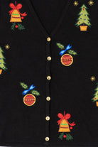 Vintage Black Crystal Kobe Ornaments Ugly Christmas Vest (1990s)