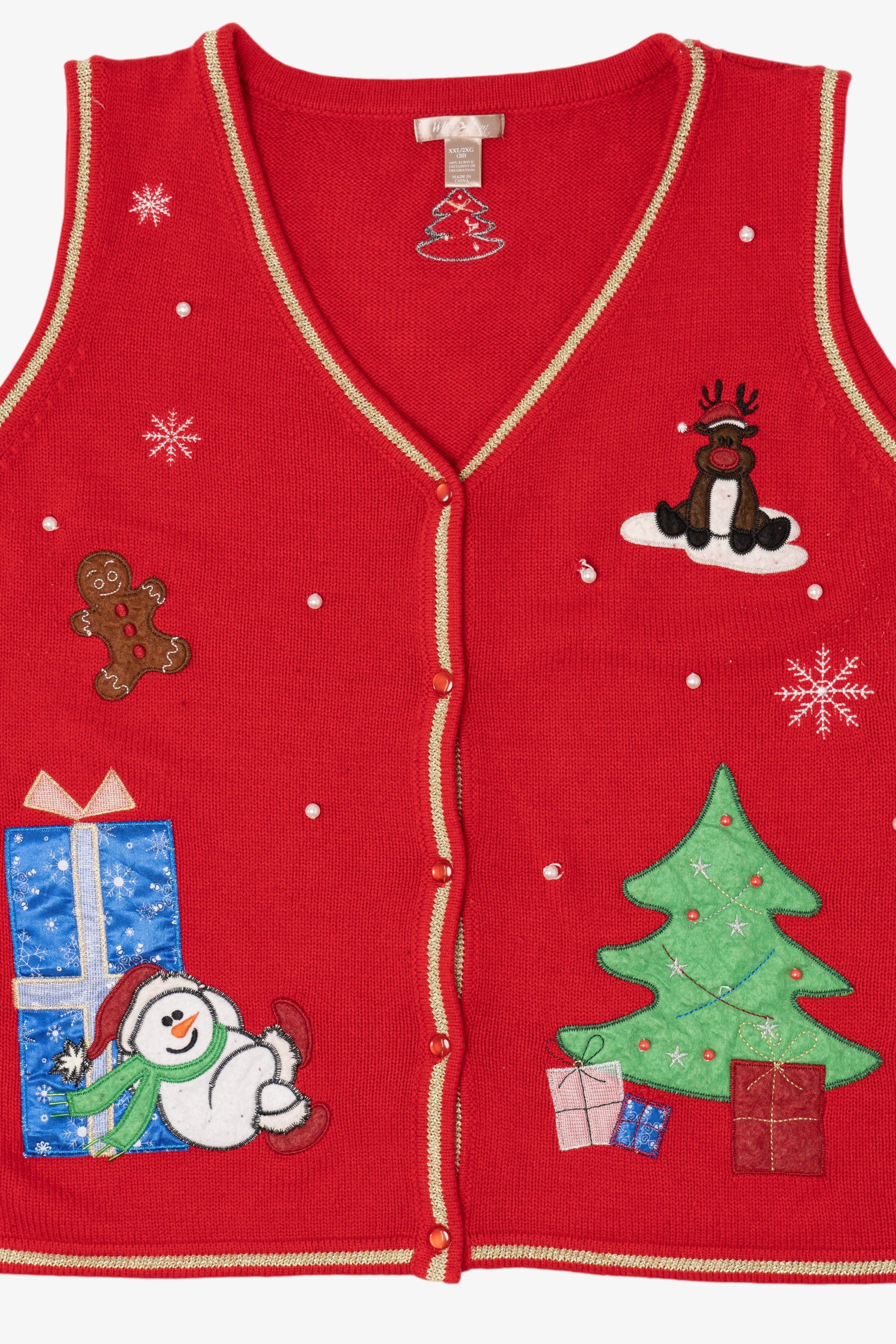 Vintage Red White Stag Ugly Christmas Vest (1990s)