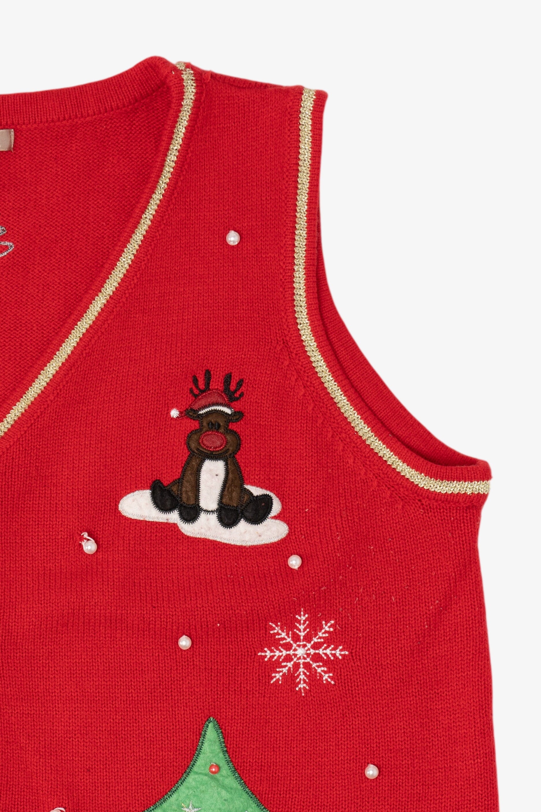 Vintage Red White Stag Ugly Christmas Vest (1990s)