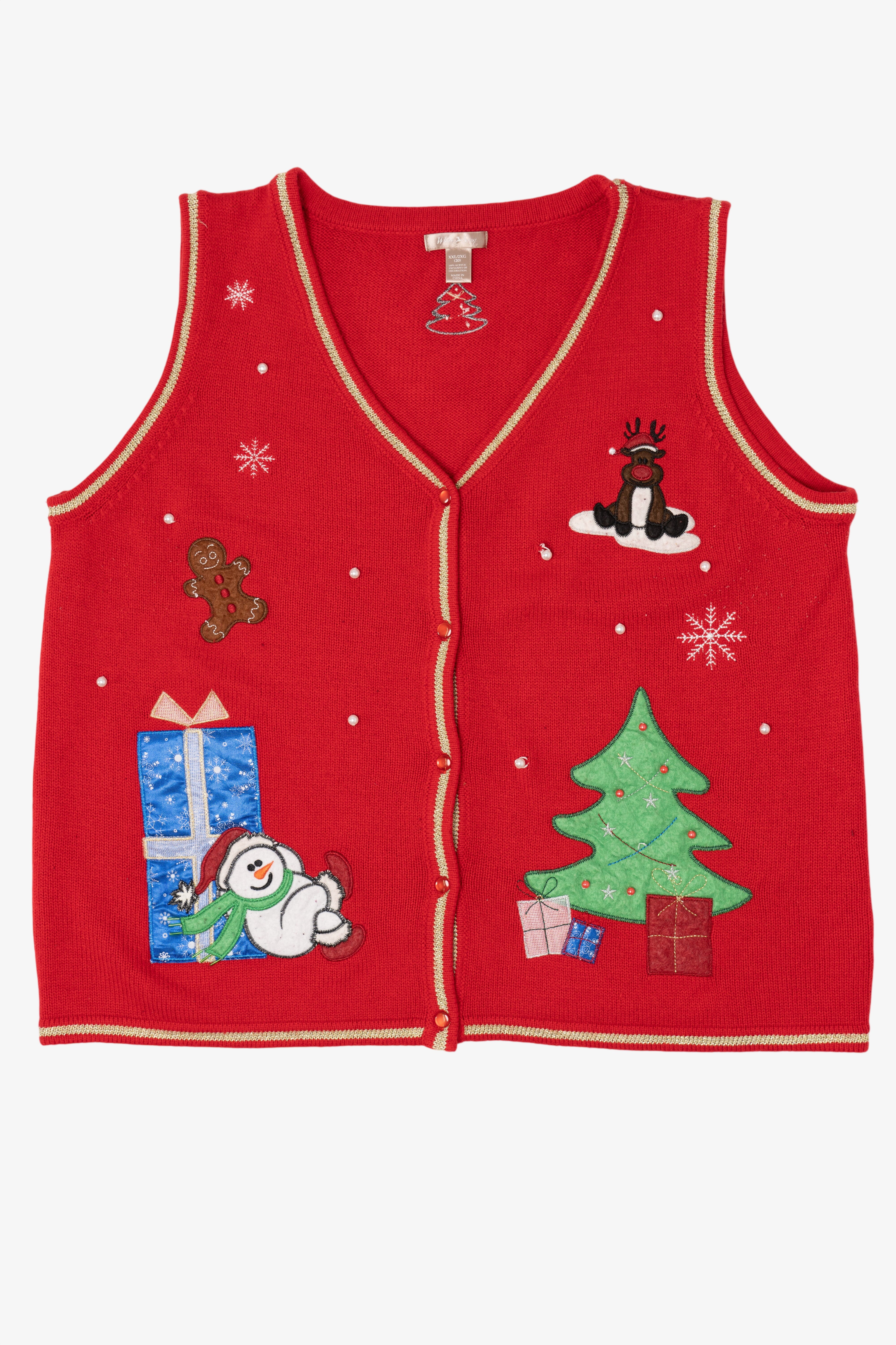 Vintage Red White Stag Ugly Christmas Vest (1990s)