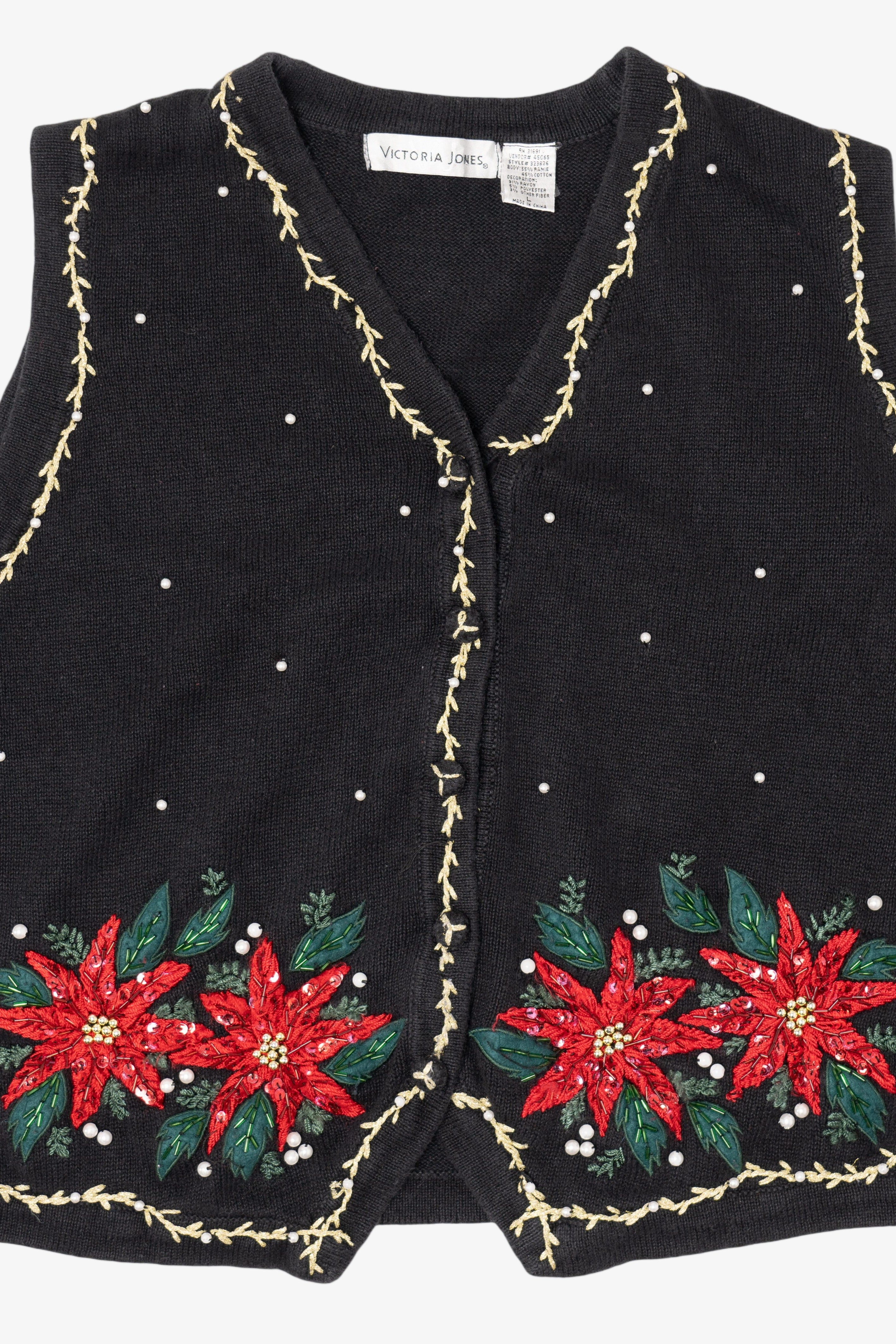 Vintage Black Victoria Jones Ugly Christmas Vest (1990s)