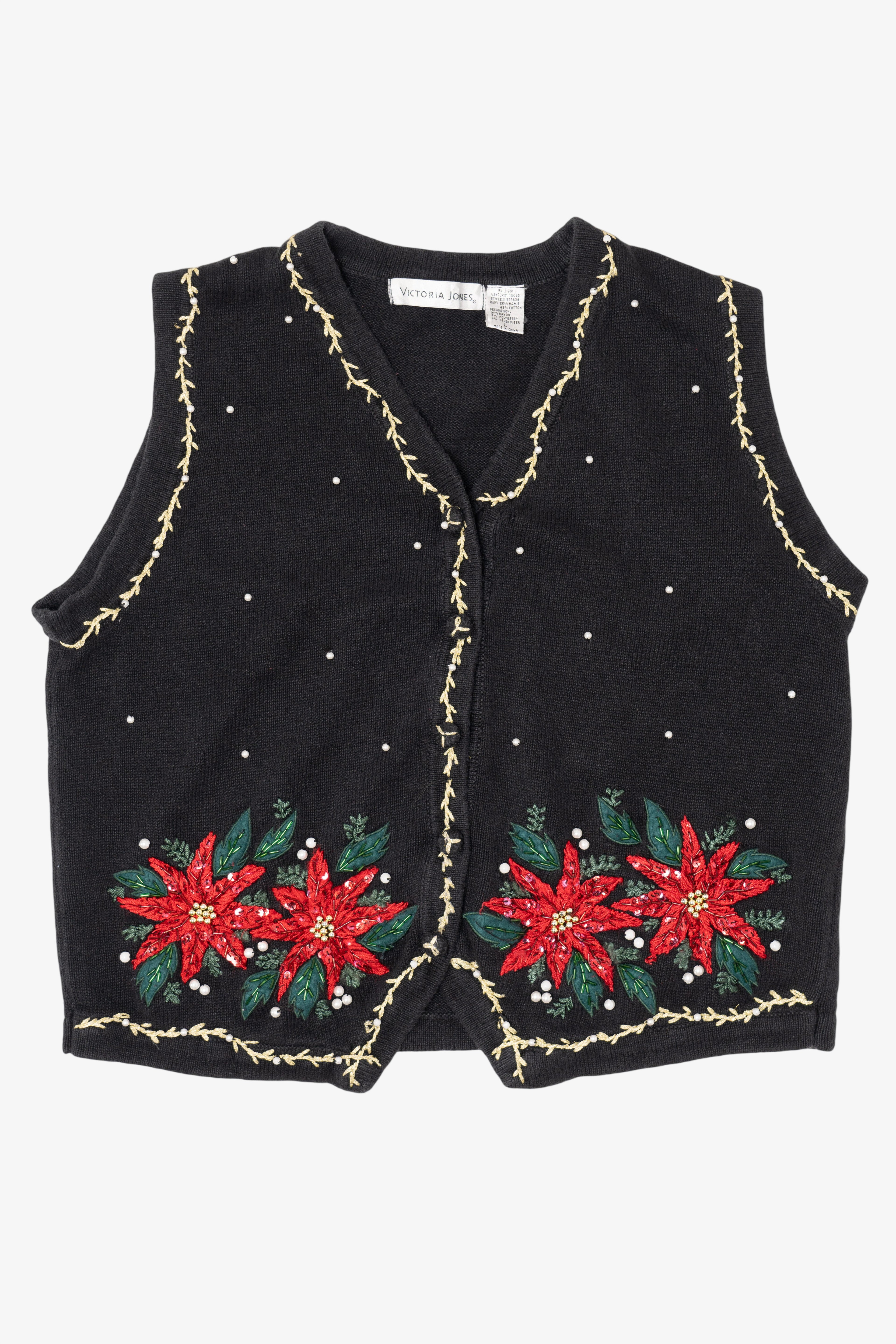 Vintage Black Victoria Jones Ugly Christmas Vest (1990s)