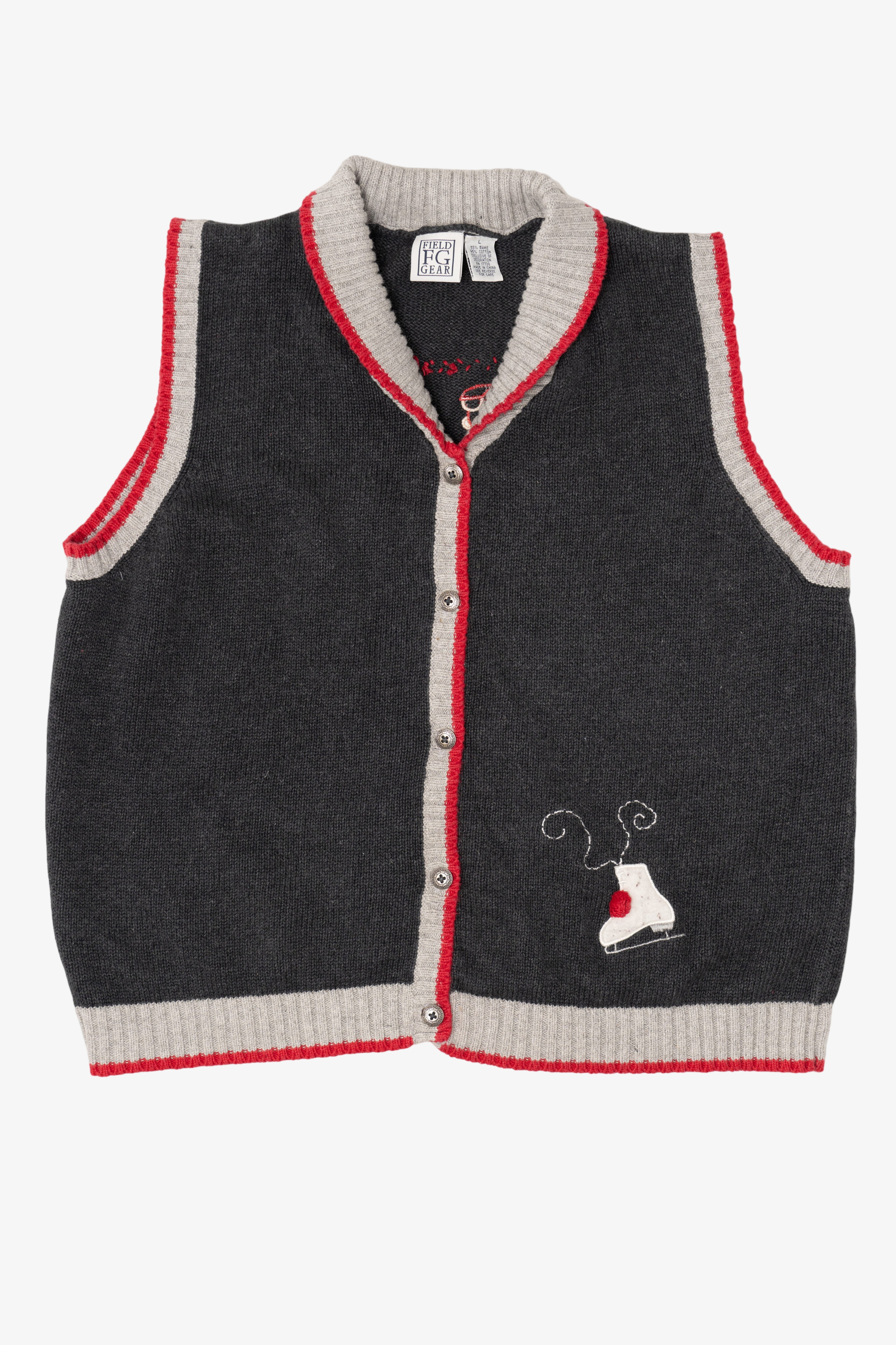 Vintage Dark Gray Field Gear Ugly Christmas Vest (1990s)