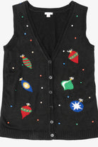 Vintage Black Xhilaration Ornaments Ugly Christmas Vest (1990s)
