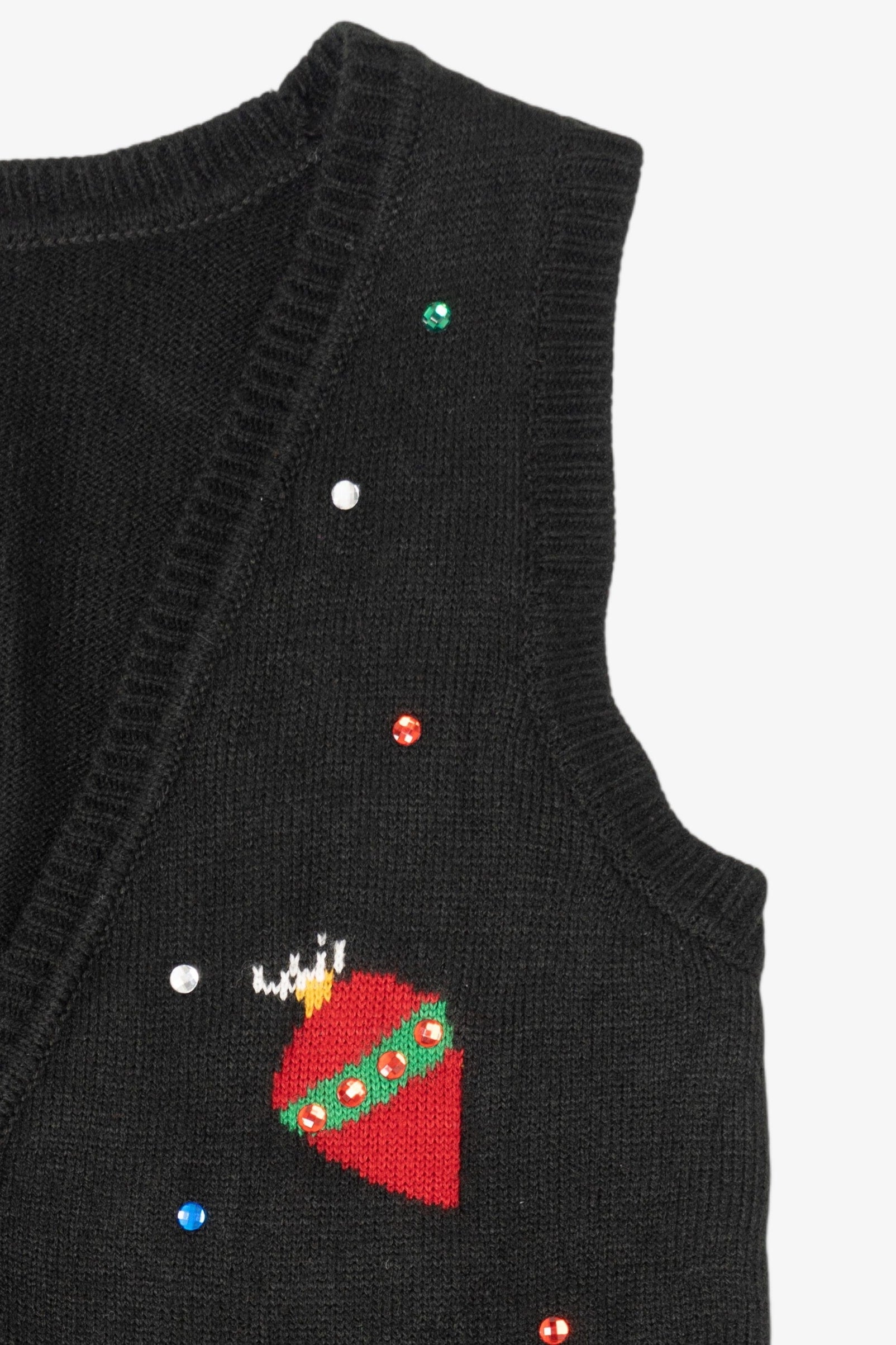 Vintage Black Xhilaration Ornaments Ugly Christmas Vest (1990s)