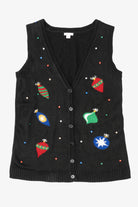 Vintage Black Xhilaration Ornaments Ugly Christmas Vest (1990s)