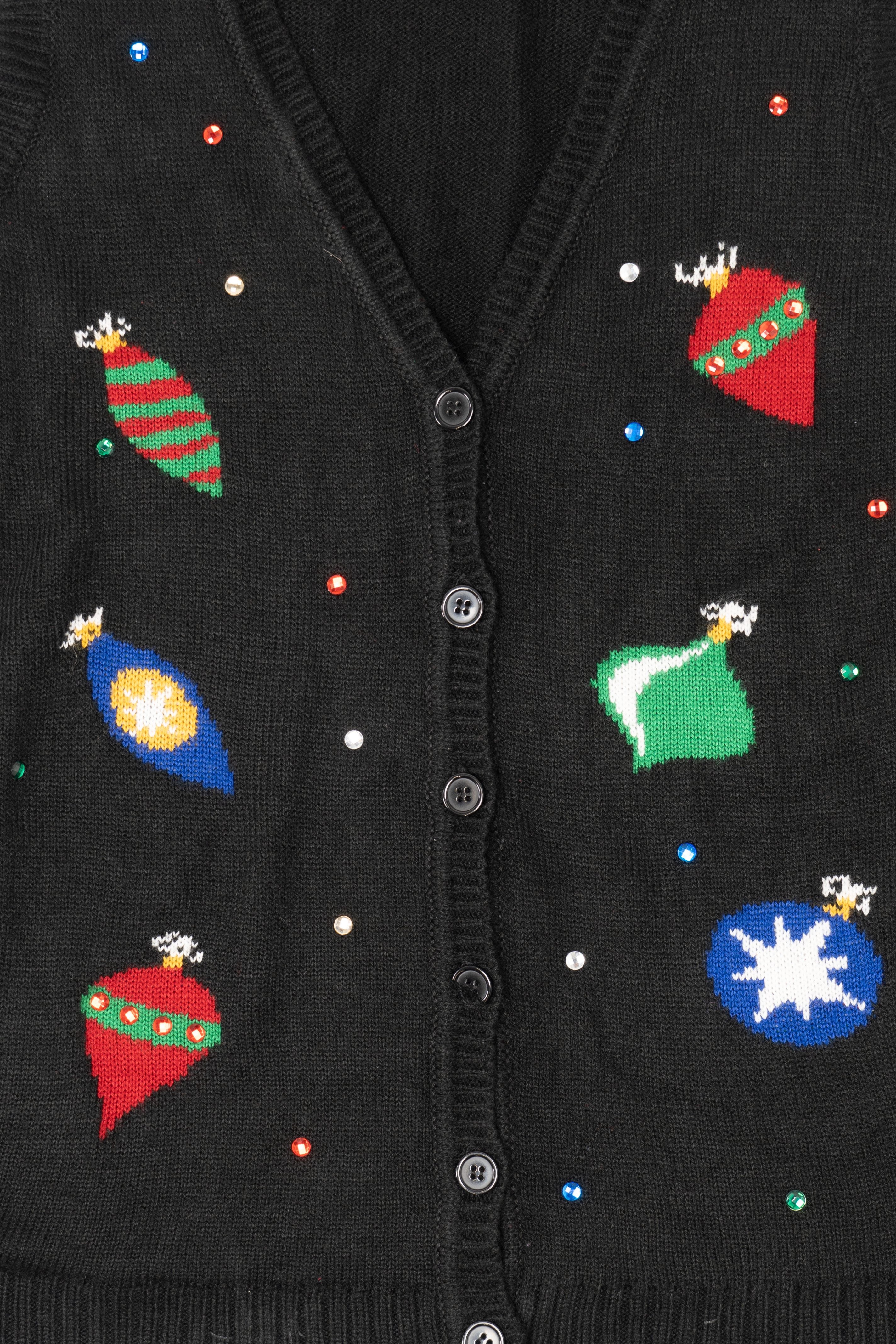 Vintage Black Xhilaration Ornaments Ugly Christmas Vest (1990s)
