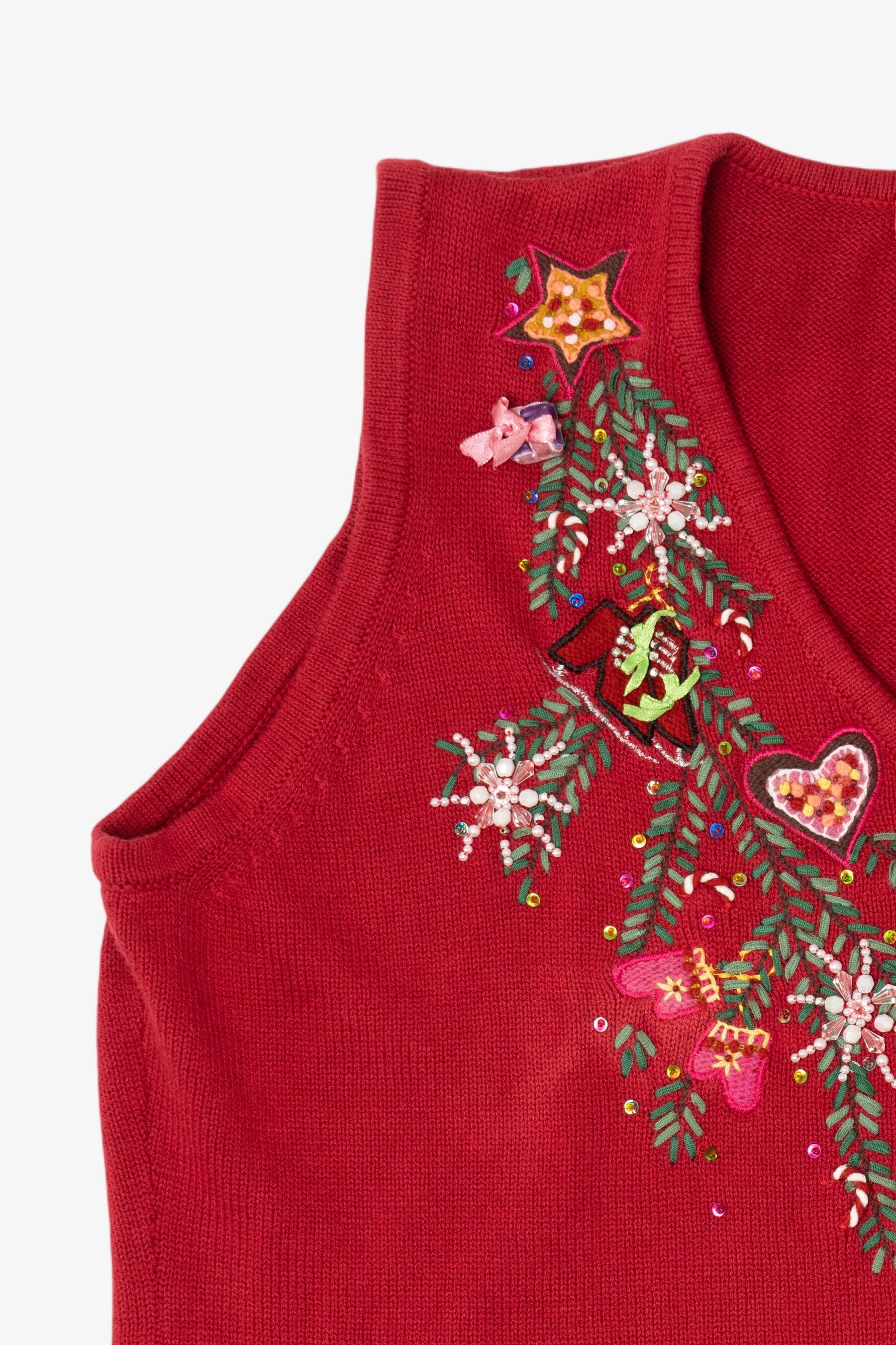 Vintage Red Merry & Bright Ugly Christmas Vest (2000s)
