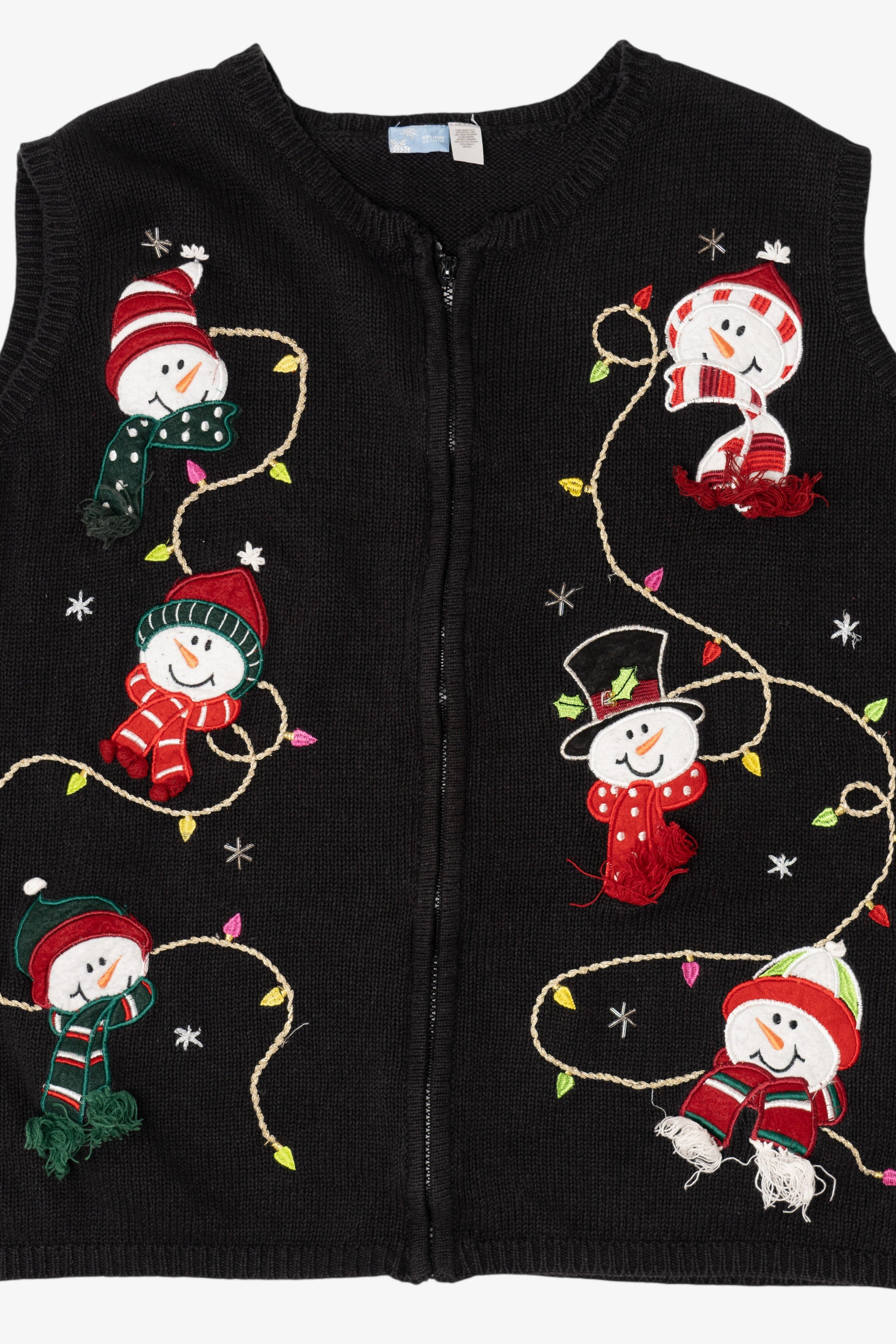 Vintage Black Holiday Editions Snowmen Ugly Christmas Vest (2000s)