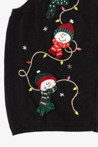 Vintage Black Holiday Editions Snowmen Ugly Christmas Vest (2000s)