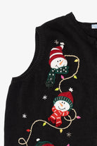 Vintage Black Holiday Editions Snowmen Ugly Christmas Vest (2000s)